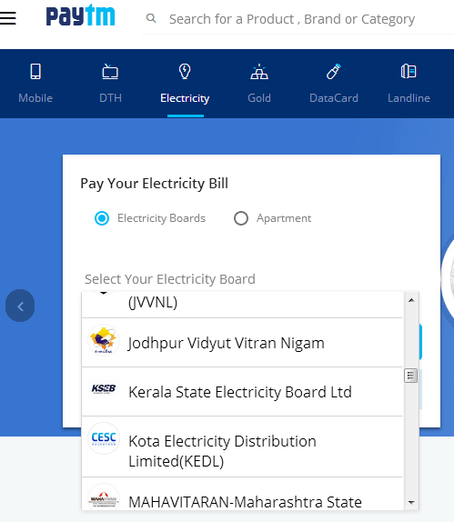 KSEB Bill Payment Online Paytm