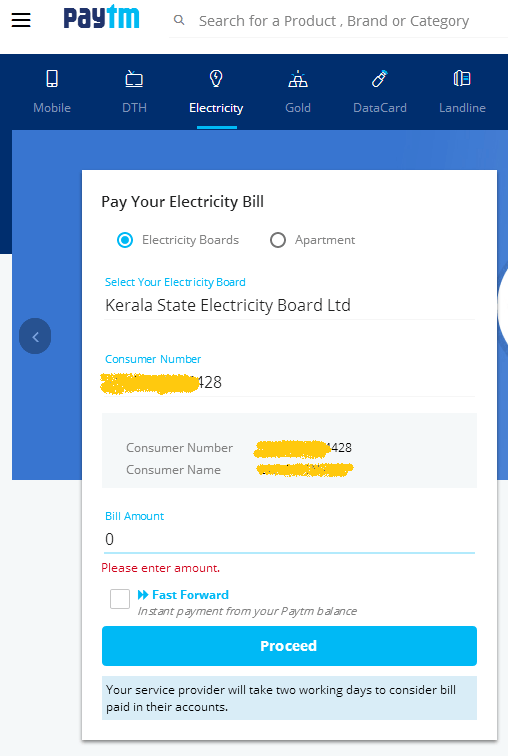 Kerala Electricity Bill Online Payment