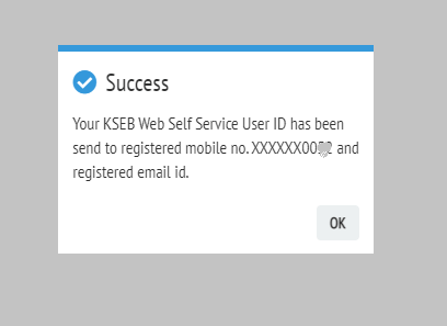KSEB User Id Recovery Message