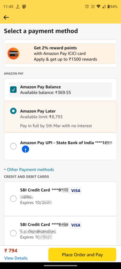 Amazon Payment Methods
