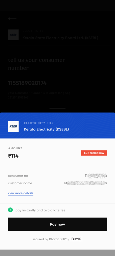 KSEB Bill Details